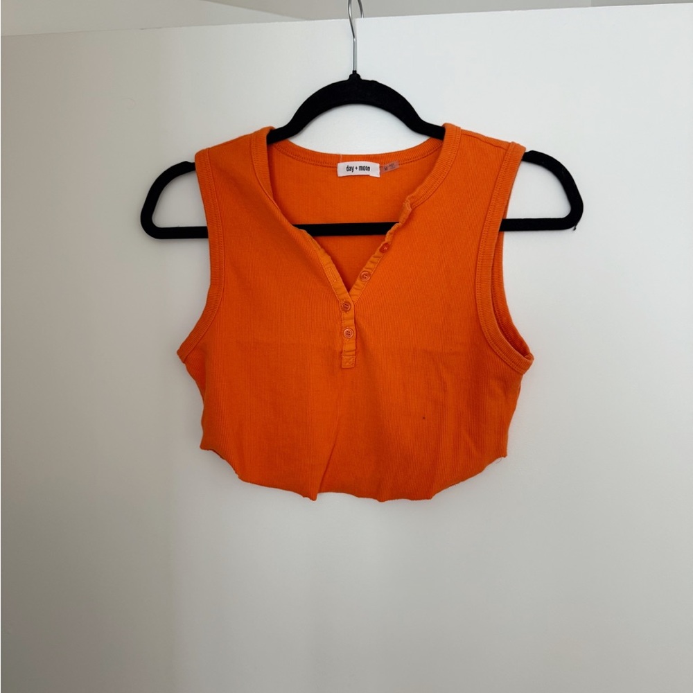 Orange Fitted Crop Tank Top